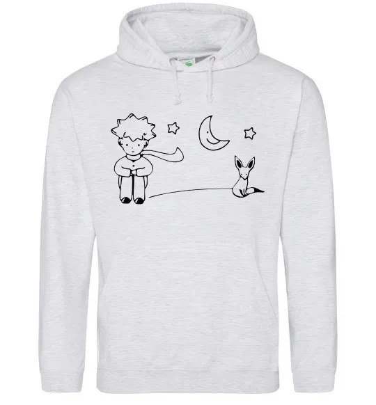 Жіноча толстовка (худі) Little Prince and fox Сірий меланж фото