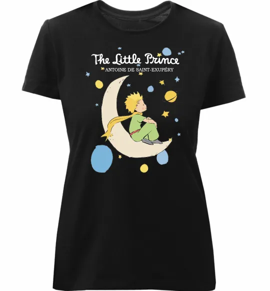 Жіноча преміум футболка Little Prince Antoine de Saint-Exupéry Чорний фото
