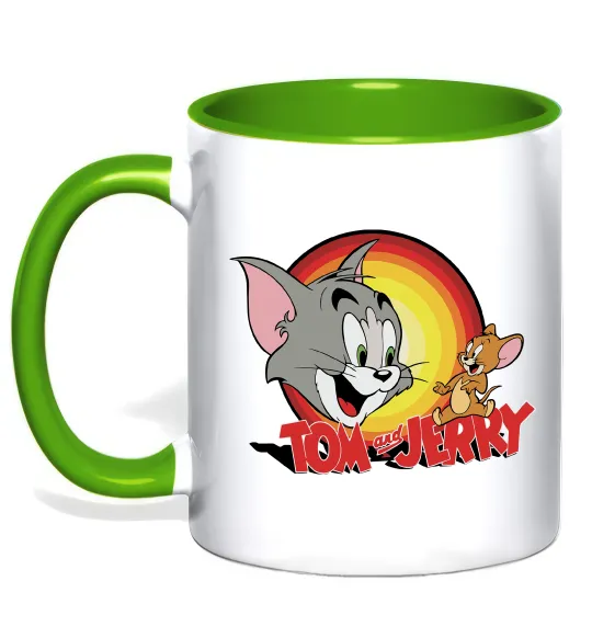 Чашка с цветной ручкой Том і Джеррі Лаймовый фото