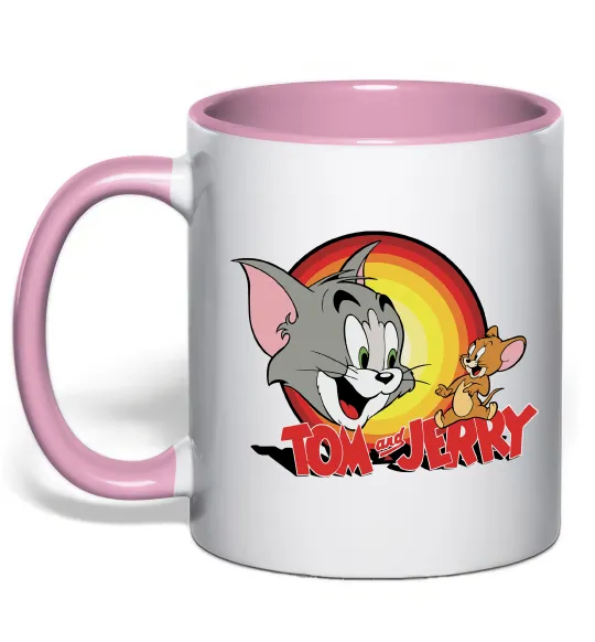 Чашка с цветной ручкой Том і Джеррі Нежно розовый фото