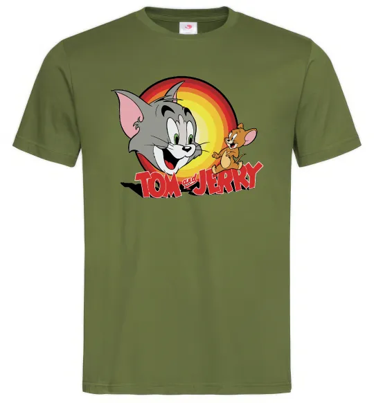 Мужская футболка Том і Джеррі Оливковый фото
