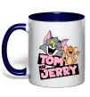 Чашка с цветной ручкой Tom and Jerry retro Глубокий темно-синий фото