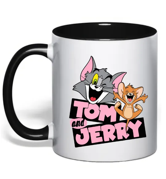 Чашка с цветной ручкой Tom and Jerry retro Черный фото