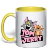 Чашка с цветной ручкой Tom and Jerry retro Лимонный фото