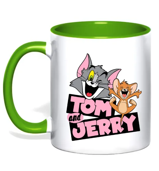 Чашка с цветной ручкой Tom and Jerry retro Лаймовый фото
