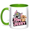 Чашка с цветной ручкой Tom and Jerry retro Лаймовый фото