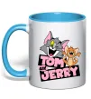 Чашка с цветной ручкой Tom and Jerry retro Голубой фото