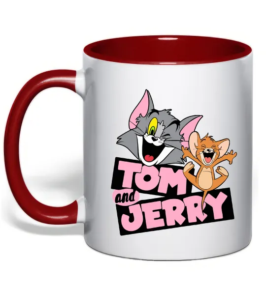 Чашка с цветной ручкой Tom and Jerry retro Красный фото