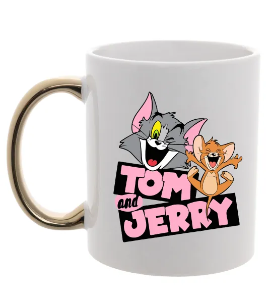 Чашка с цветной ручкой Tom and Jerry retro Золото фото