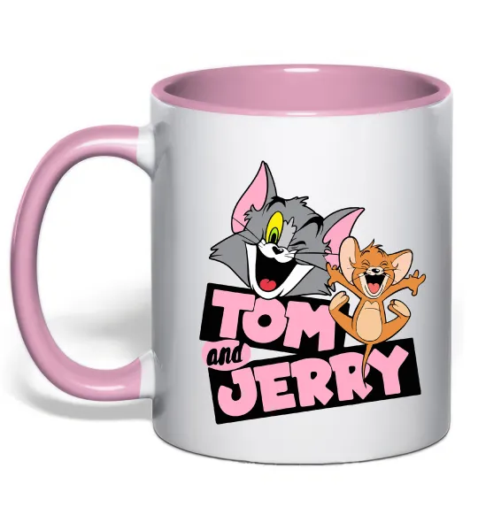 Чашка с цветной ручкой Tom and Jerry retro Нежно розовый фото