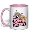 Чашка с цветной ручкой Tom and Jerry retro Нежно розовый фото