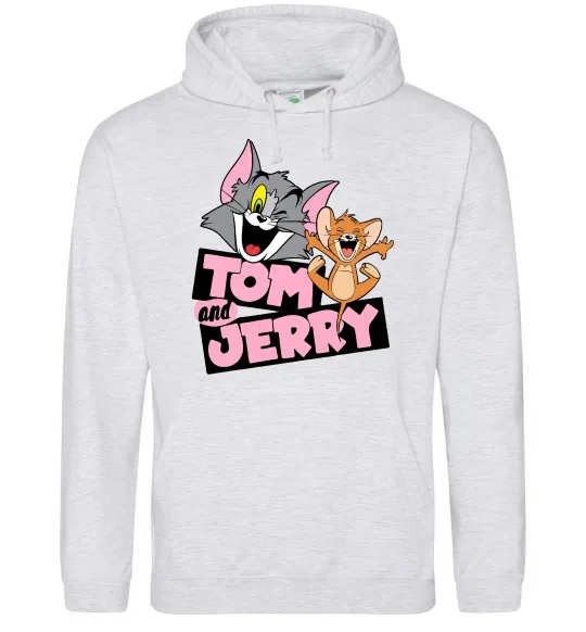 Мужская толстовка (худи) Tom and Jerry retro Серый меланж фото