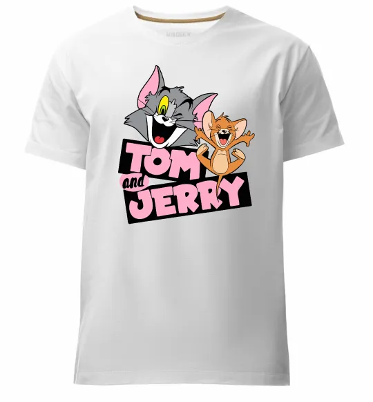 Мужская премиум футболка Tom and Jerry retro Белый фото