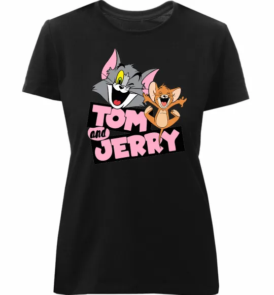 Женская премиум футболка Tom and Jerry retro Черный фото