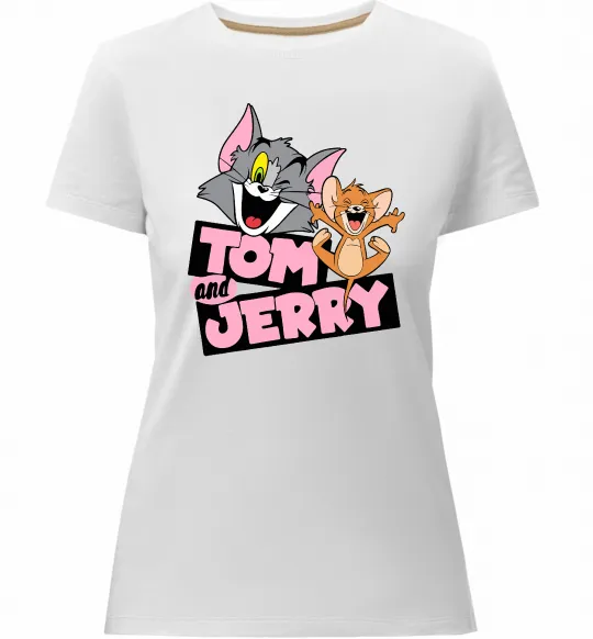 Женская премиум футболка Tom and Jerry retro Белый фото