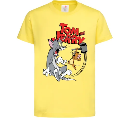 Детская футболка Том та Джеррі з молотом Лимонный фото