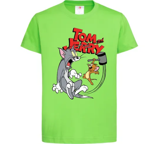 Детская футболка Том та Джеррі з молотом Лаймовый фото