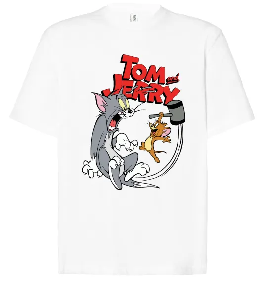Футболка Оверсайз Том та Джеррі з молотом Белый фото