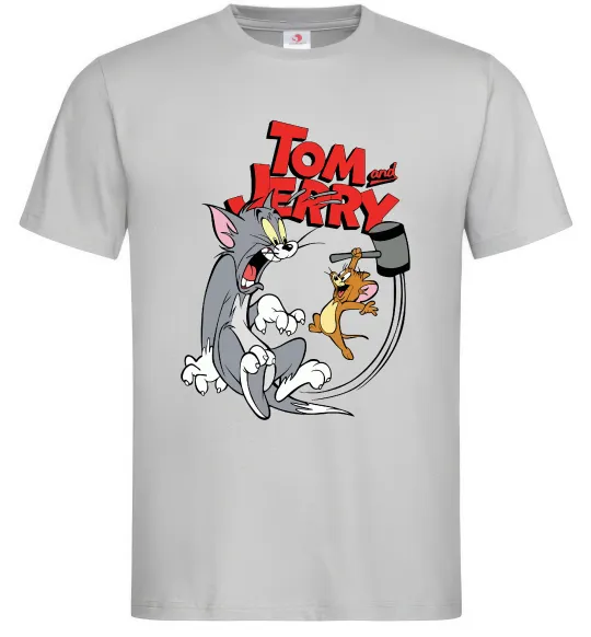 Мужская футболка Том та Джеррі з молотом Серый фото