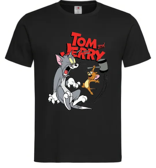 Мужская футболка Том та Джеррі з молотом Черный фото