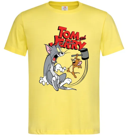 Мужская футболка Том та Джеррі з молотом Лимонный фото