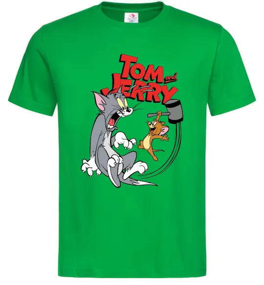 Мужская футболка Том та Джеррі з молотом Зеленый фото