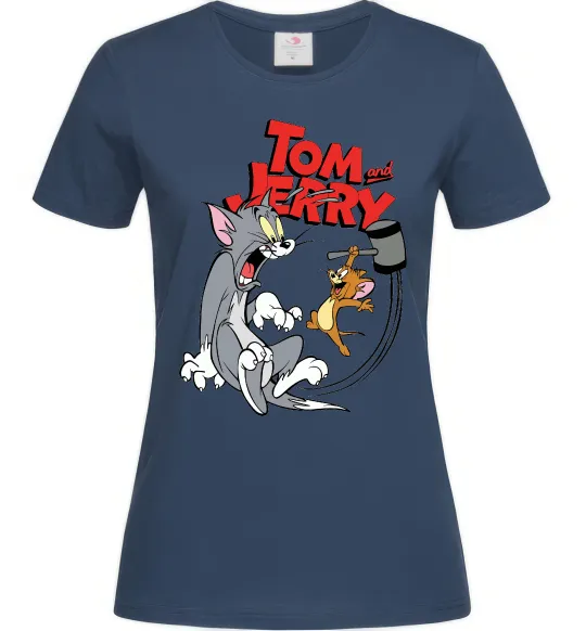 Женская футболка Том та Джеррі з молотом Темно-синий фото