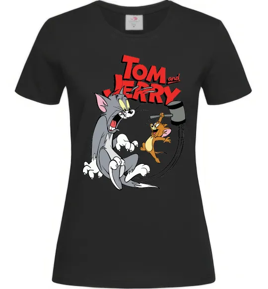 Женская футболка Том та Джеррі з молотом Черный фото