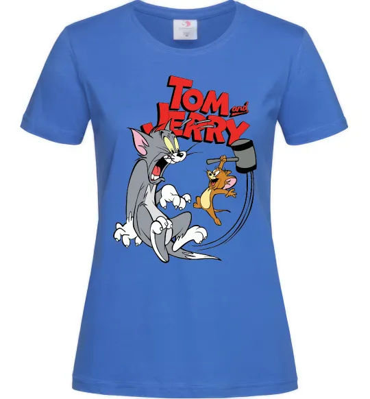Женская футболка Том та Джеррі з молотом Ярко-синий фото