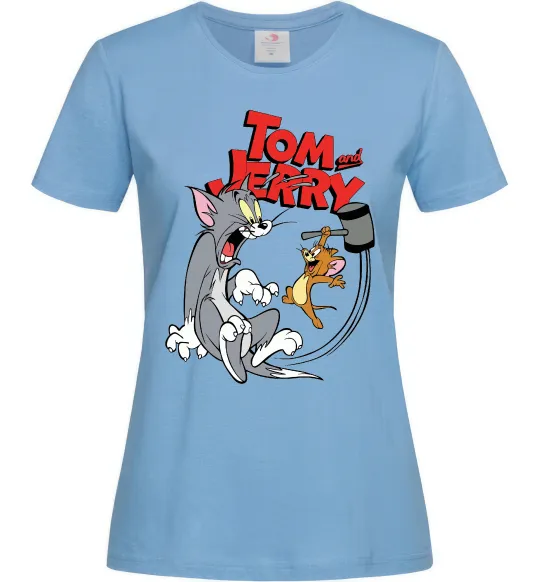 Женская футболка Том та Джеррі з молотом Голубой фото