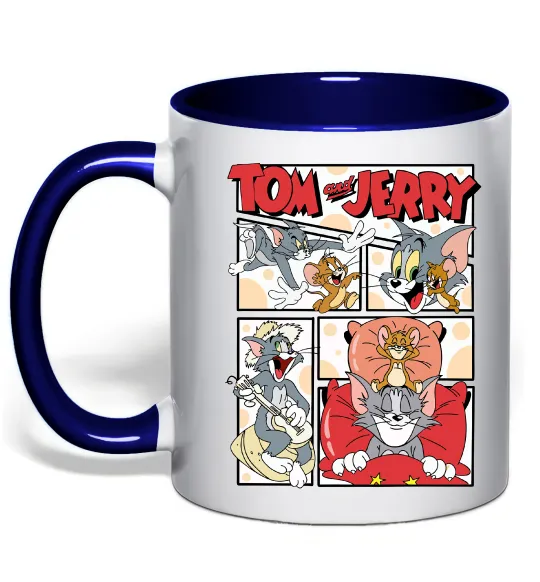 Чашка с цветной ручкой Том та Джеррі комікс Глубокий темно-синий фото