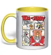 Чашка с цветной ручкой Том та Джеррі комікс Лимонный фото