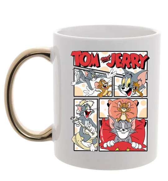 Чашка с цветной ручкой Том та Джеррі комікс Золото фото