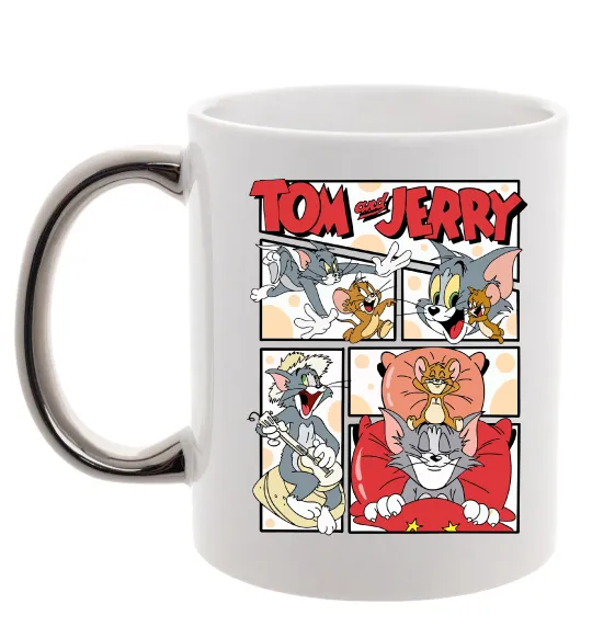 Чашка с цветной ручкой Том та Джеррі комікс Серебро фото