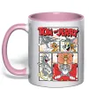 Чашка с цветной ручкой Том та Джеррі комікс Нежно розовый фото