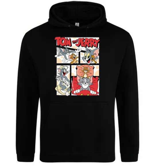 Женская толстовка (худи) Том та Джеррі комікс Черный фото