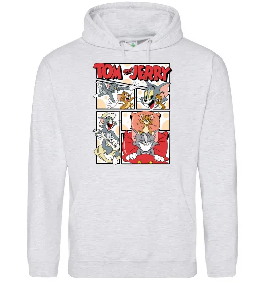 Женская толстовка (худи) Том та Джеррі комікс Серый меланж фото
