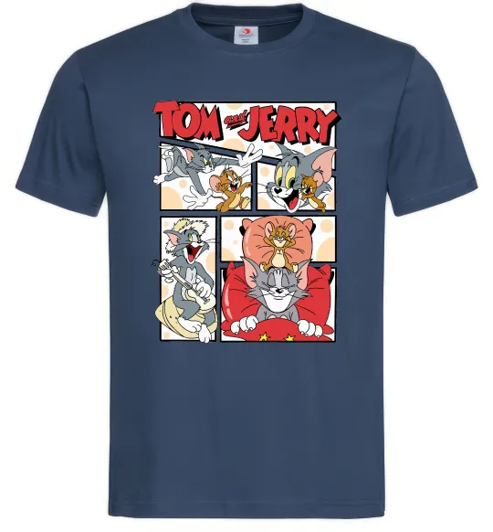 Мужская футболка Том та Джеррі комікс Темно-синий фото