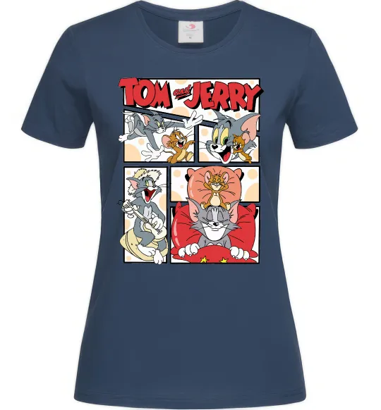 Женская футболка Том та Джеррі комікс Темно-синий фото