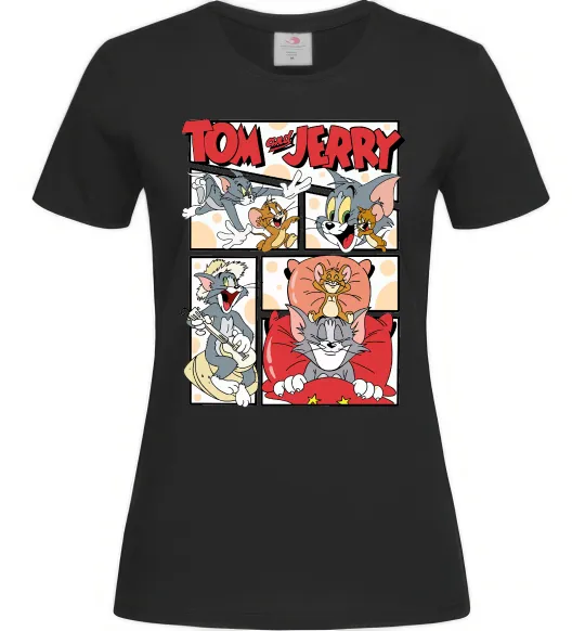 Женская футболка Том та Джеррі комікс Черный фото