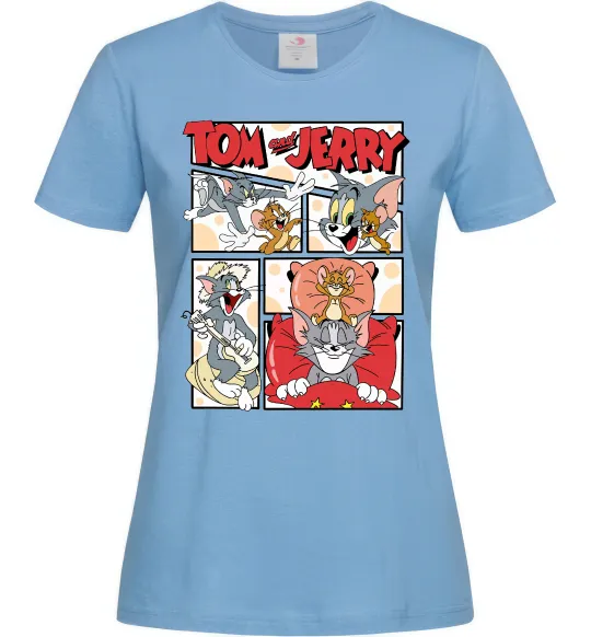 Женская футболка Том та Джеррі комікс Голубой фото
