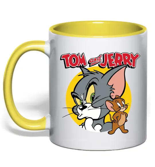 Чашка с цветной ручкой Том та Джеррі Лимонный фото