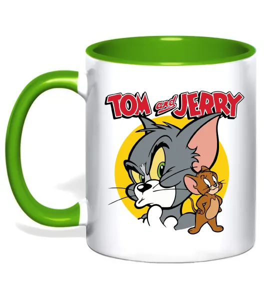 Чашка с цветной ручкой Том та Джеррі Лаймовый фото