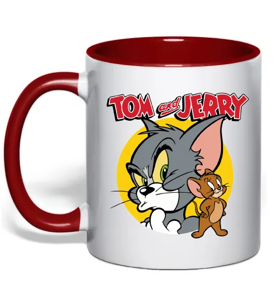 Чашка с цветной ручкой Том та Джеррі Красный фото