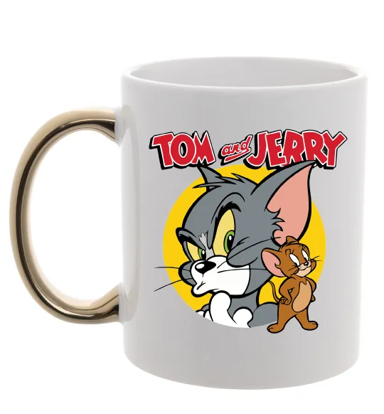 Чашка с цветной ручкой Том та Джеррі Золото фото