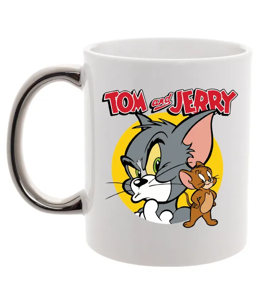 Чашка с цветной ручкой Том та Джеррі Серебро фото