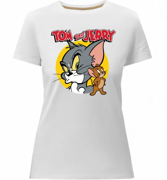 Женская премиум футболка Том та Джеррі Белый фото