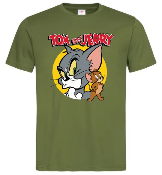 Мужская футболка Том та Джеррі Оливковый фото