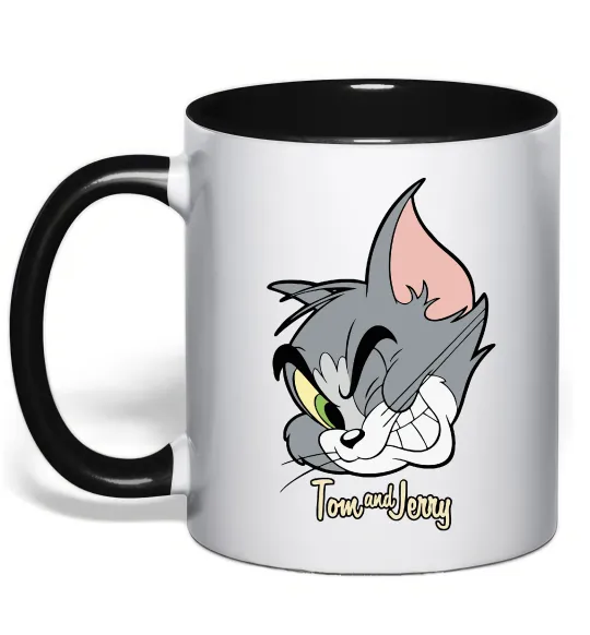 Чашка с цветной ручкой Tom cat Черный фото