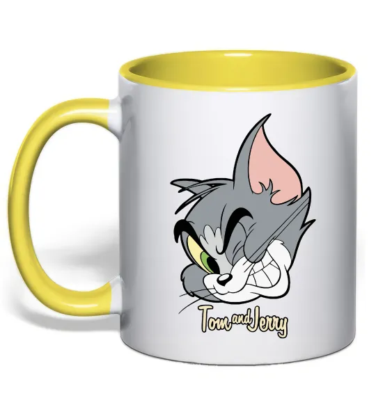 Чашка с цветной ручкой Tom cat Лимонный фото